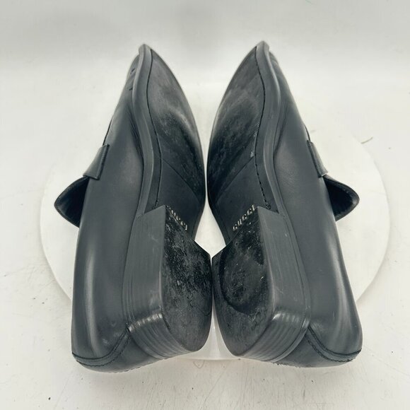 Gucci Men Size UK 8.5D US 9D Dark Black Leather Buckle Penny Loafer Dress Shoes main image 7